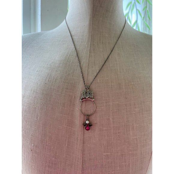 Vintage Lil Angels 925 silver Charm Holder Pendant Chain Pink charm - Picture 9 of 16